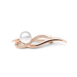 Brosa argint placata cu aur roz cu perla naturala alba si cristale DiAmanti SK21372GBR-G (Argint 925‰ 2,8 g.)